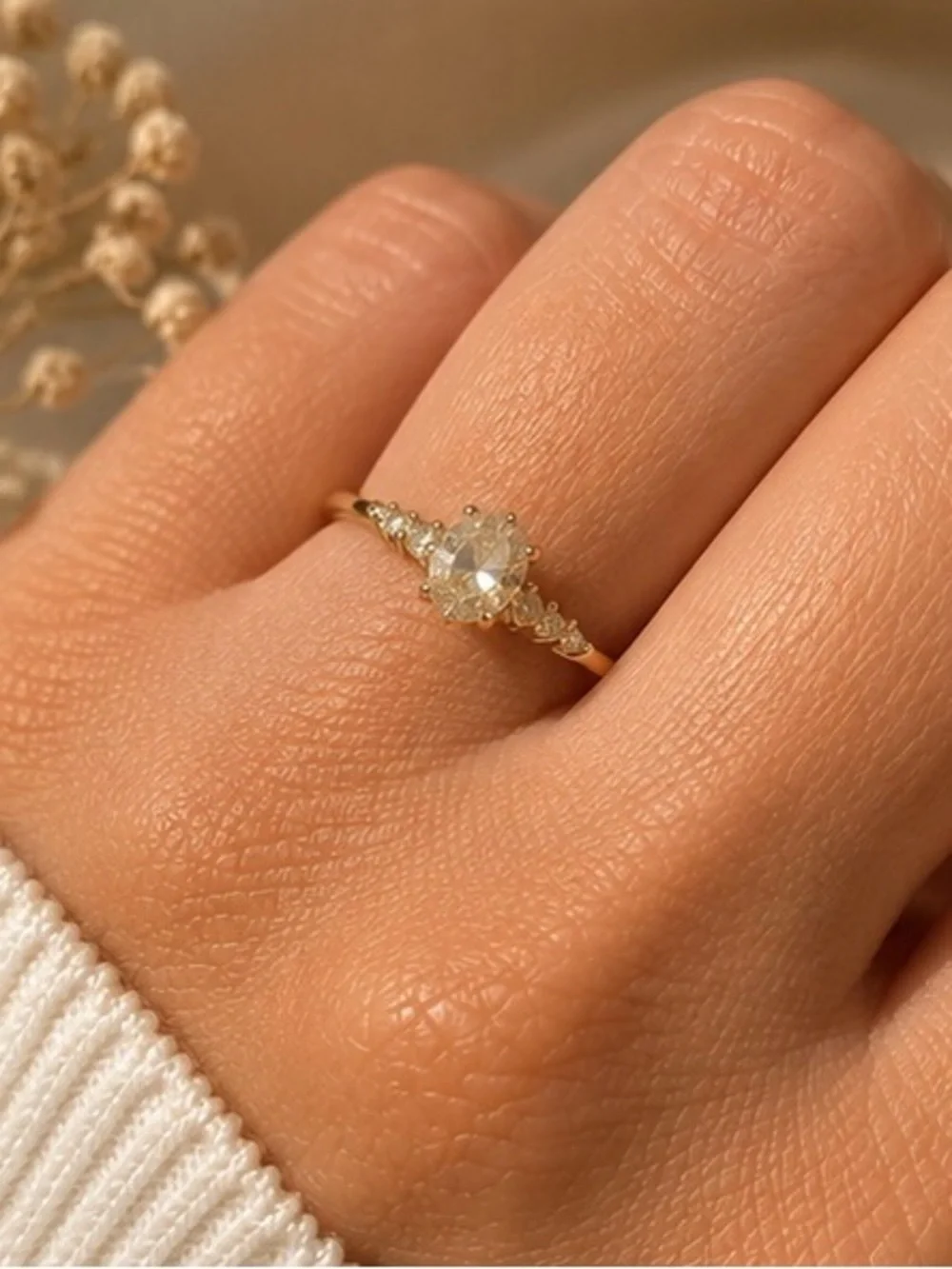 925 Sterling Silver & Gold Plated Solitaire Halo Accent Ring